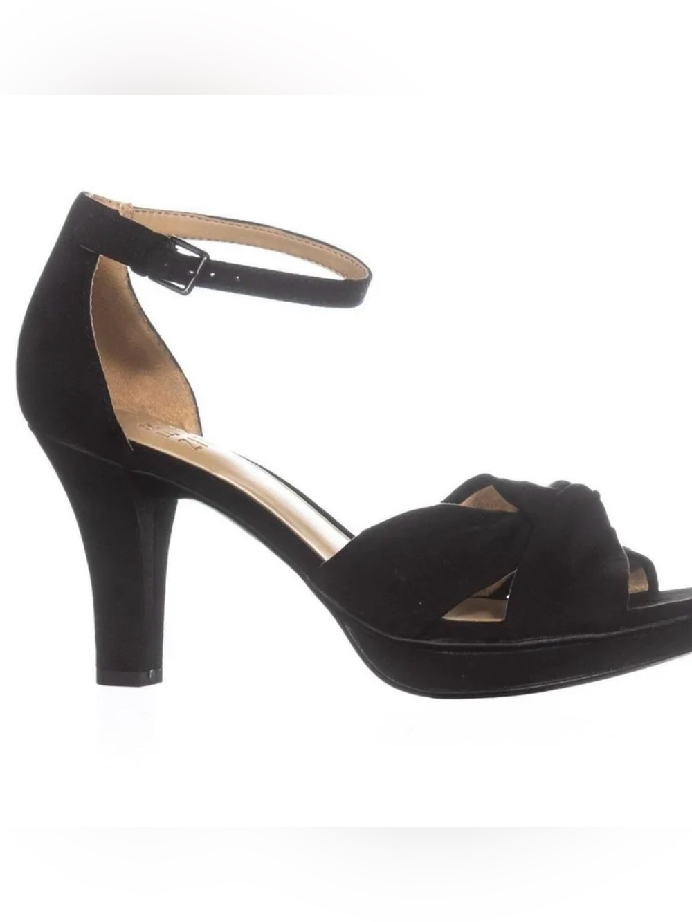 Naturalizer Black Suede Open-Toe Ankle-Strap Heels